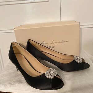 Black Satin Heels Size 11